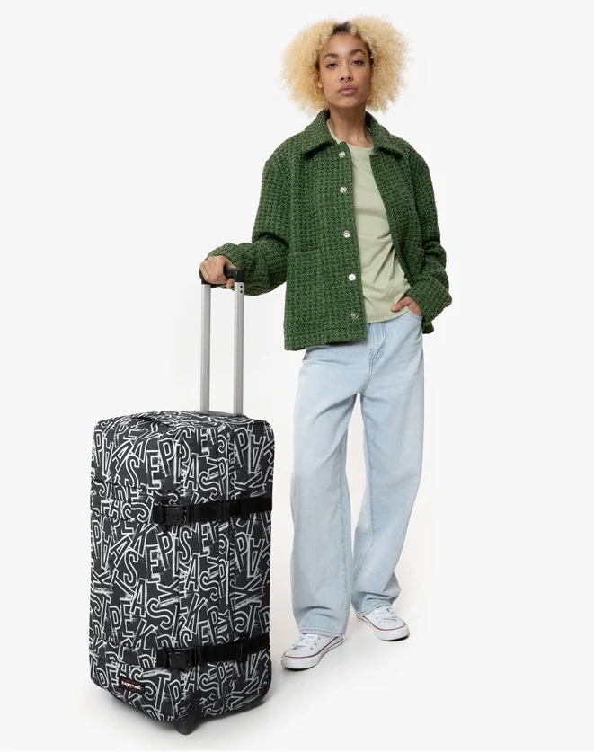 EASTPAK Transit'R Small 2-Wheeled Softcase Cabin Luggage Bag - EP Letters Black